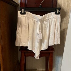 Mustard Seed White Embroidered Women Shorts